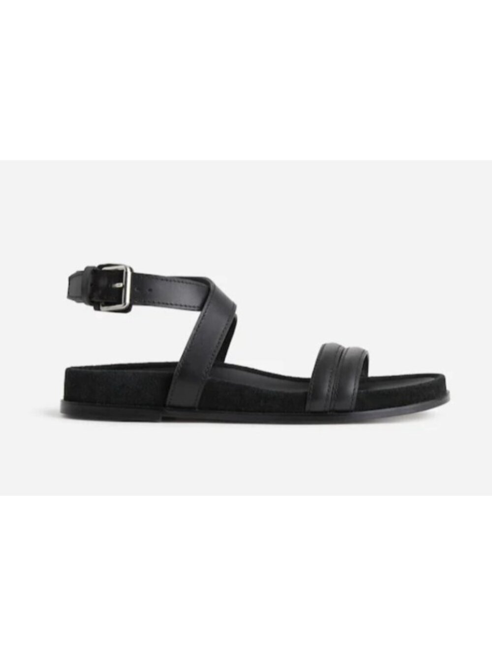 Madewell The Caro Black Leather Ankle Wrap Flat Sandals Size 8.5